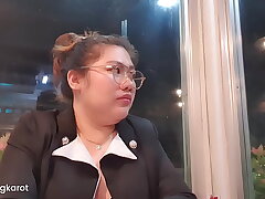 Chubby MILF Bed: Asian Mistress Andrea Masq Sucks Migz