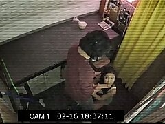 Security Cam Records Asian Babe's Wild Blowjob