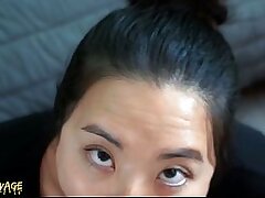 Rough Throatfucking for Chinese Girlfriend's Facial cumshot